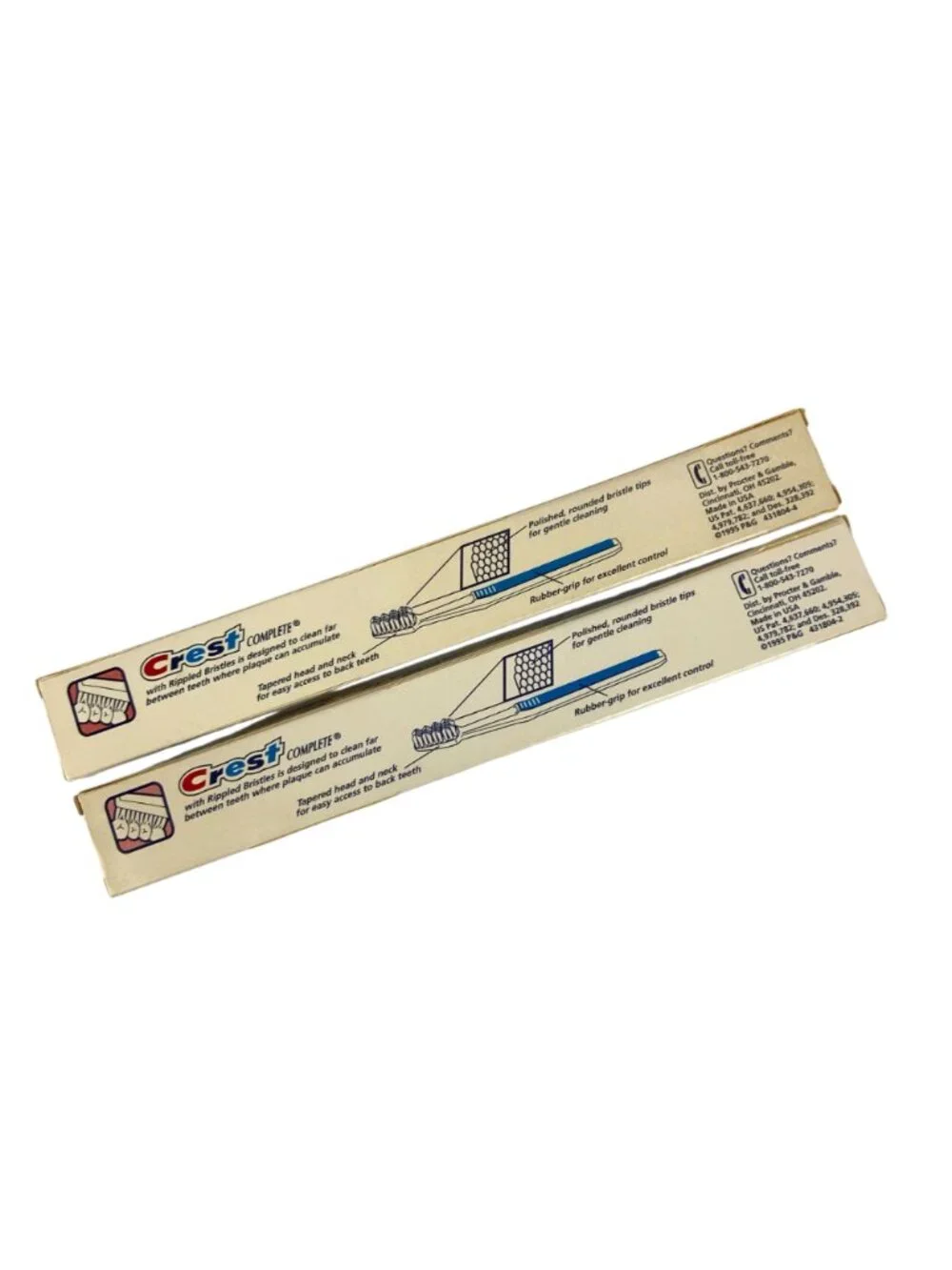 Crest Complete Youth Soft Toothbrushes Set of 2 Rippled Bristles Easy Grip 1995